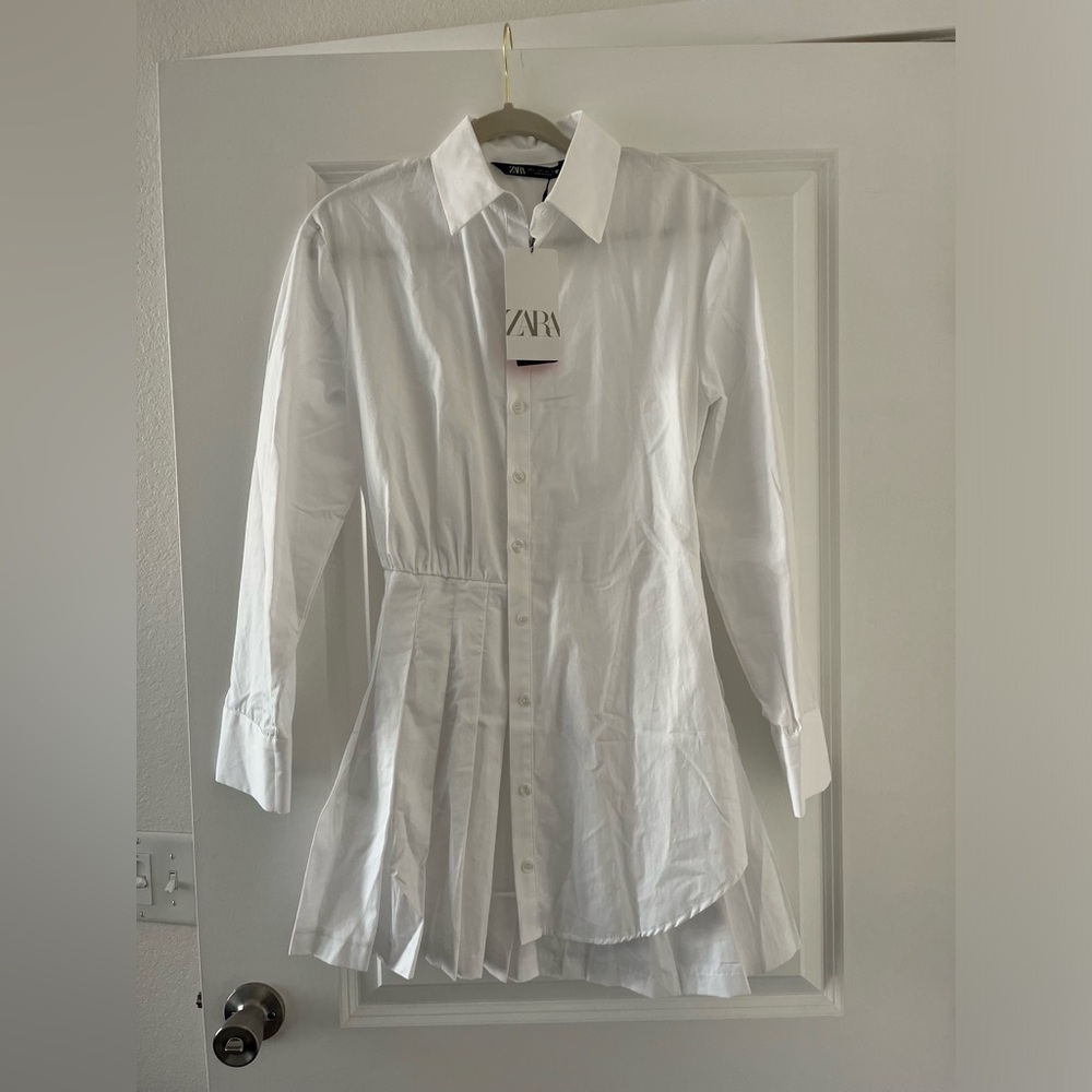 Zara shirt dress white